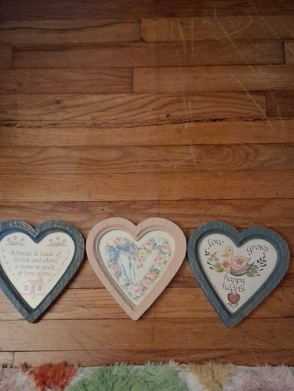 Set If 3 Vintage Heart Shaped Wall Hangings - Country Kitchen, 90s Nostalgia Hom